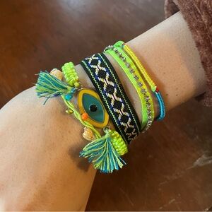 Evil Eye Bohemian Layered Thread Cuff Bracelet